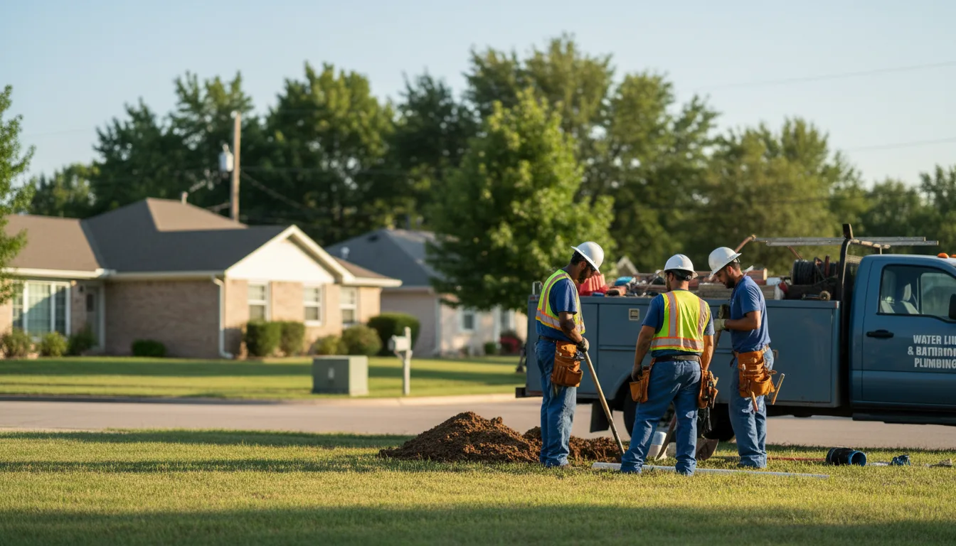 Residential water line and bathroom plumbing service in Hope, IN